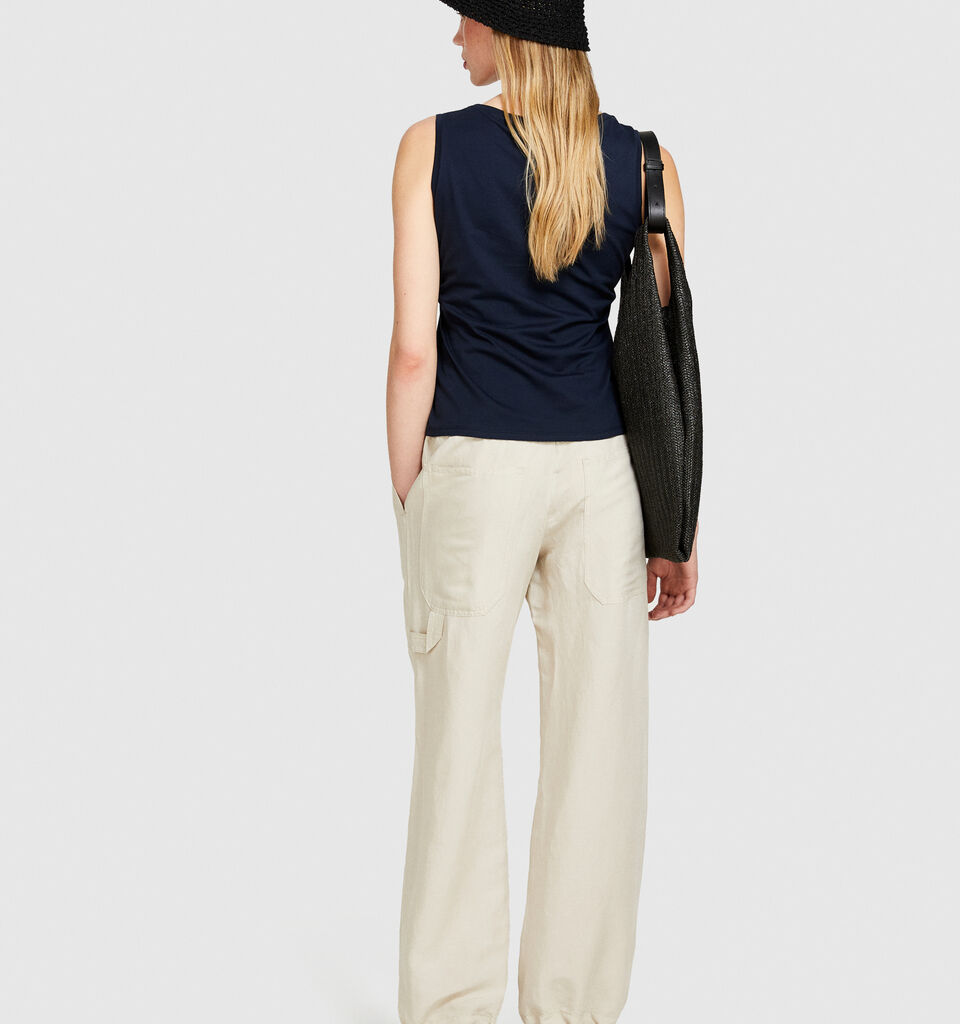 Tank top in 100% cotton - women's tops - Dark Blue | Sisley image number 3